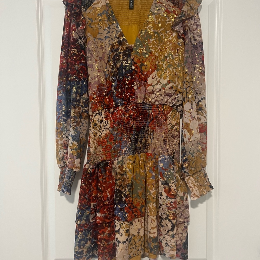 Aqua Multicolor Long Sleeve Dress